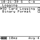 Logging menu